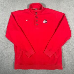 Ohio State Buckeyes Sweatshirt Adult Medium Red Nike Y2K Henley Pullover Pockets